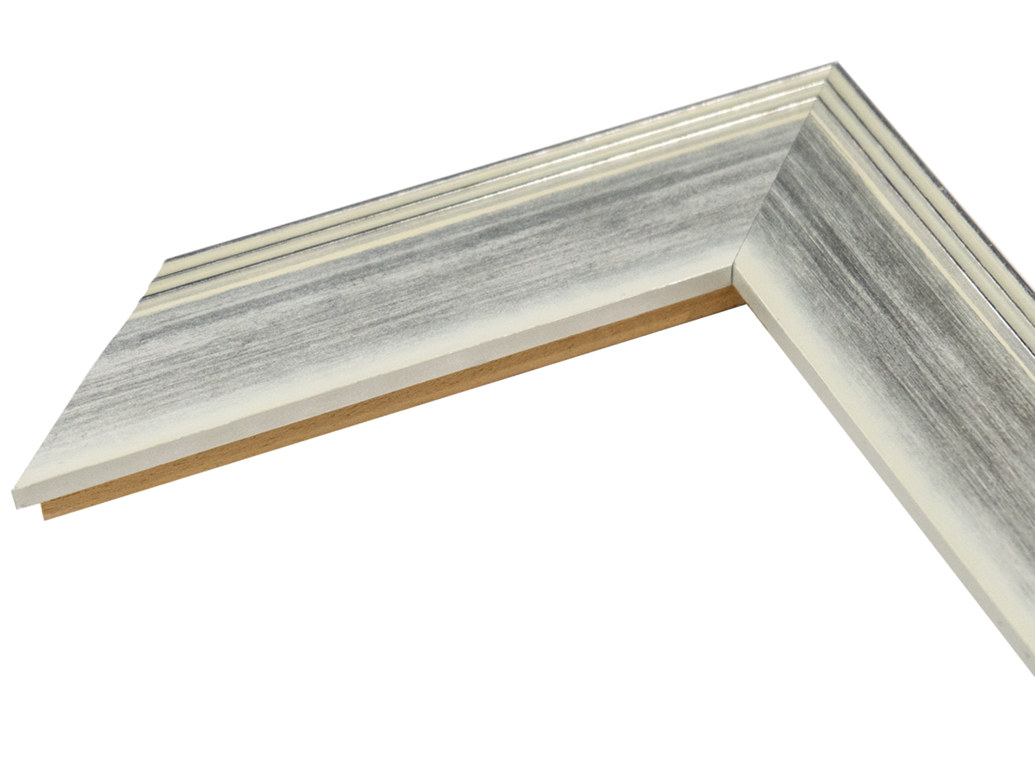 Fotiou Wood Moulding 2" W TWO TONE MERCURY SILVER W/ RIBBED BACK