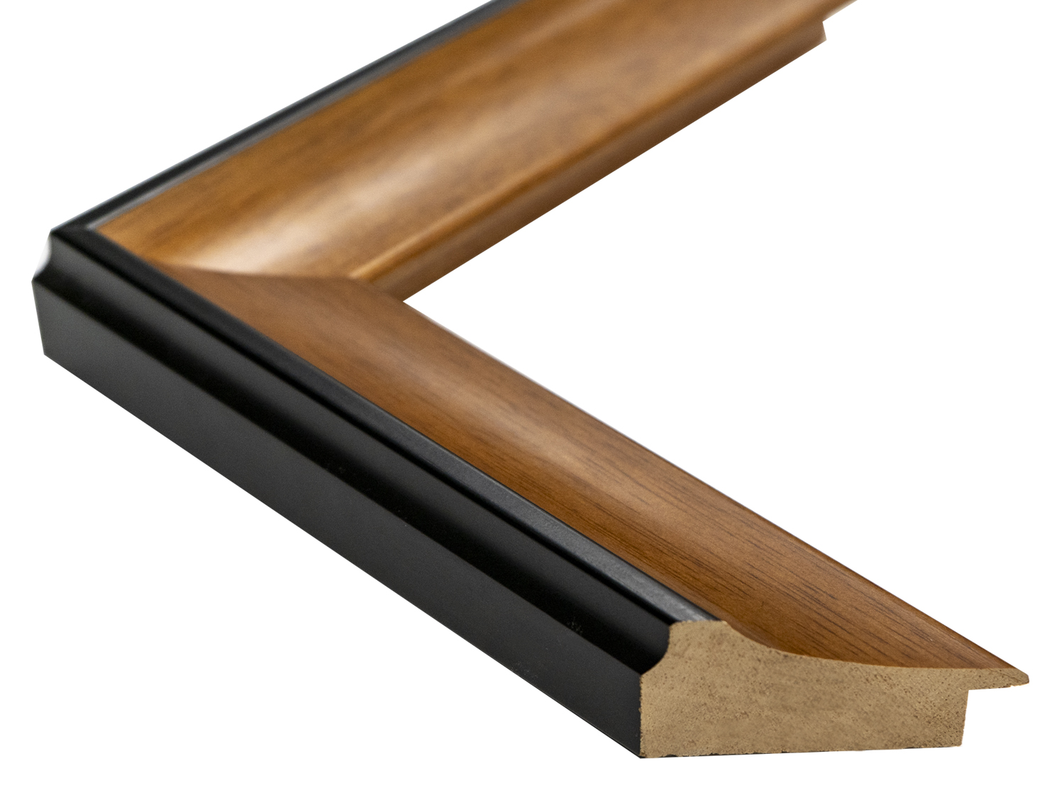 Gemini Wood Moulding - 1 3/4" LIGHT WALNUT PANEL/BLACK BACK G-7208 **DISC - Image 3